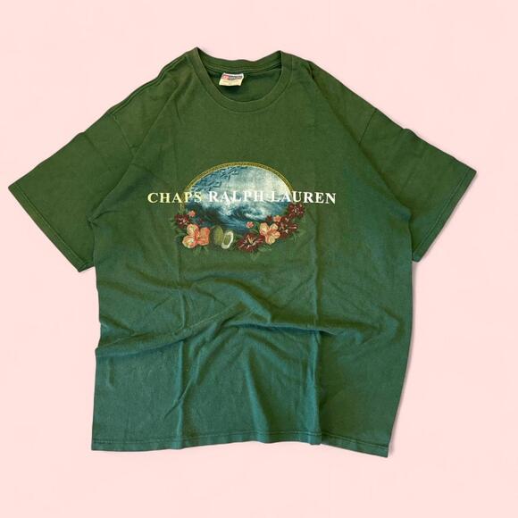 Chaps Ralph Lauren size M green cotton t-shirt with a vintage vibe #90s - Picture 1 of 4